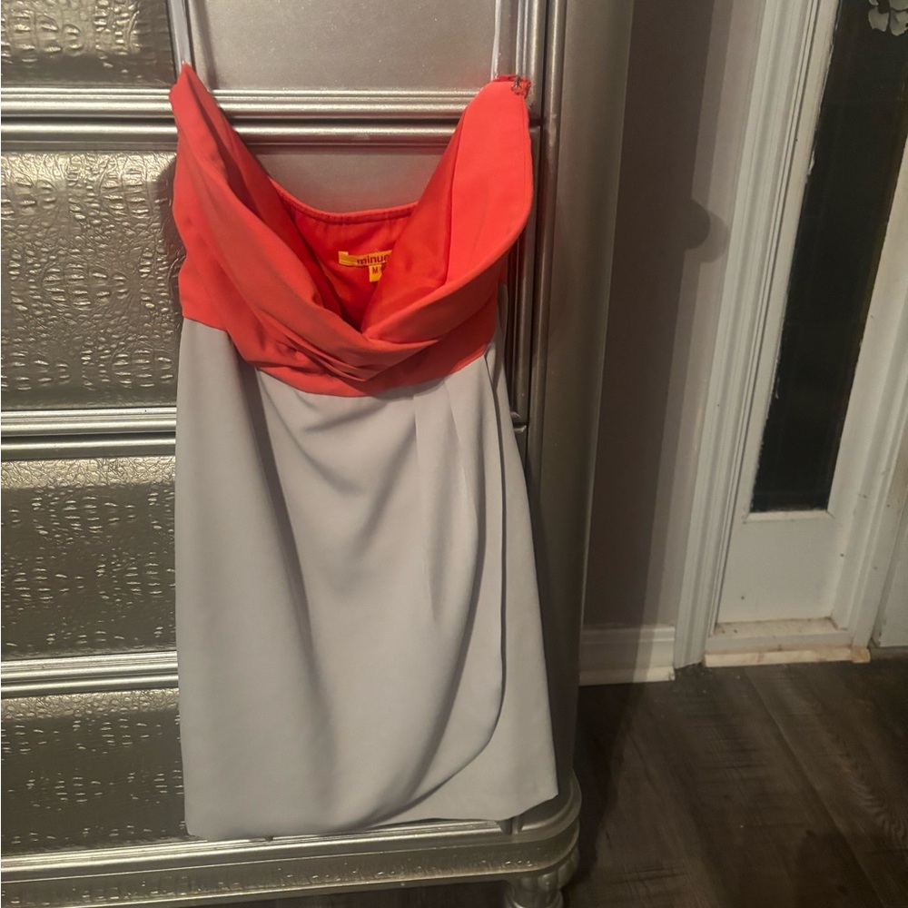 Minuet Orange and Gray Sundress with Sleeveless Design